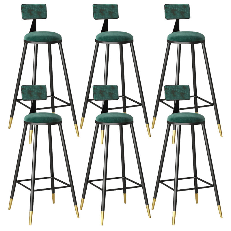 Modern Armless Backrest Counter Stool Steel Barber Shop Bar Stool with Cushion and Pedal