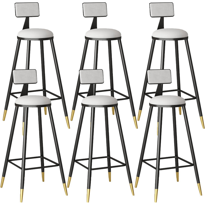 Modern Armless Backrest Counter Stool Steel Barber Shop Bar Stool with Cushion and Pedal