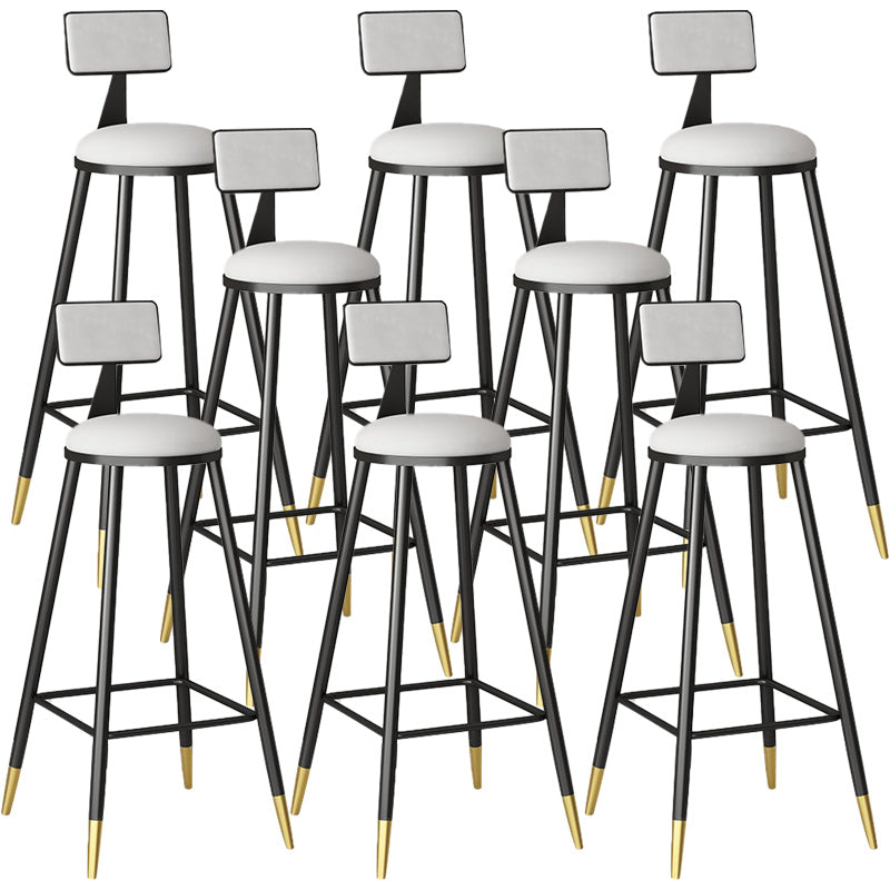 Modern Armless Backrest Counter Stool Steel Barber Shop Bar Stool with Cushion and Pedal