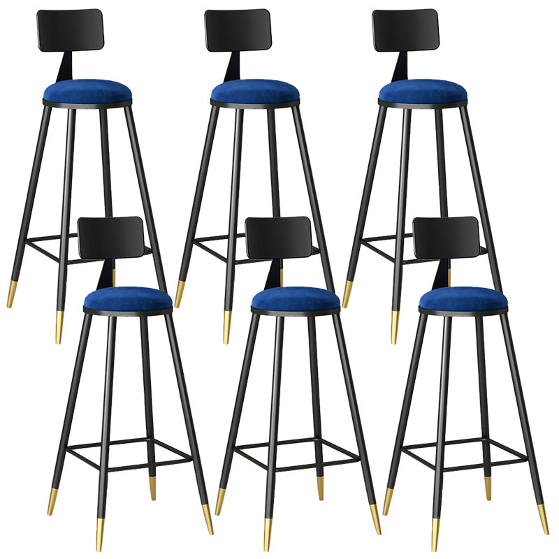 Modern Armless Backrest Counter Stool Steel Barber Shop Bar Stool with Cushion and Pedal