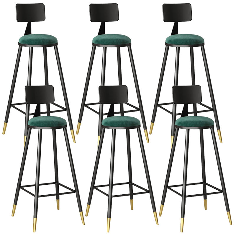 Modern Armless Backrest Counter Stool Steel Barber Shop Bar Stool with Cushion and Pedal