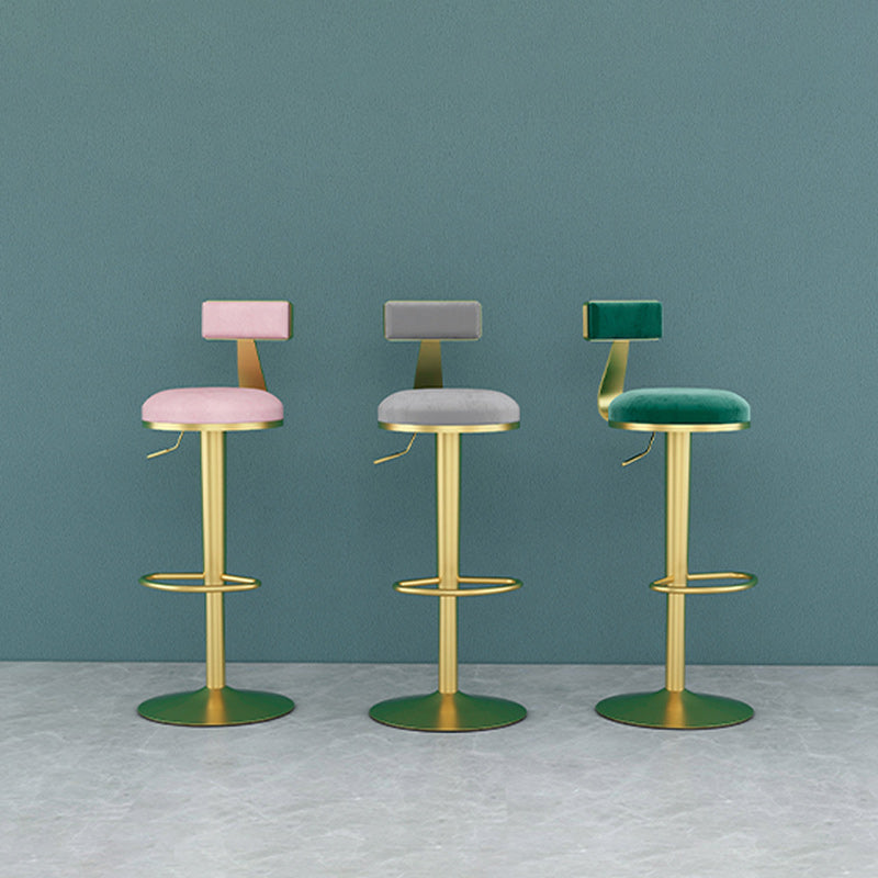 Glam Rotatable Backrest Counter Stool Steel Cafe Bar Stool with Cushion and Pedal