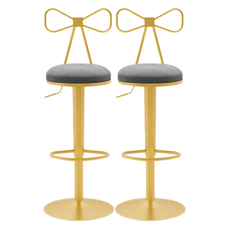 Glam Rotatable Backrest Counter Stool Steel Cafe Bar Stool with Cushion and Pedal