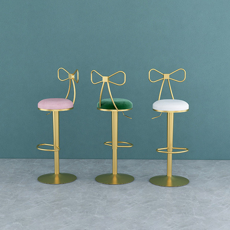 Glam Rotatable Backrest Counter Stool Steel Cafe Bar Stool with Cushion and Pedal