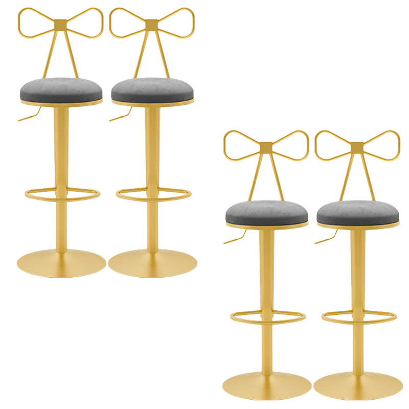 Glam Rotatable Backrest Counter Stool Steel Cafe Bar Stool with Cushion and Pedal