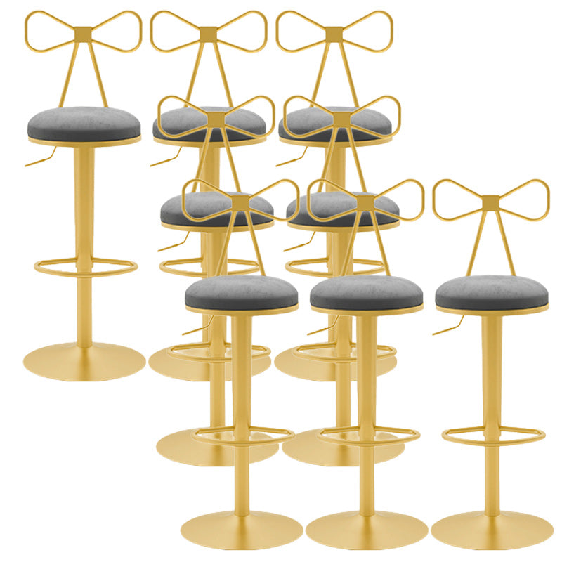 Glam Rotatable Backrest Counter Stool Steel Cafe Bar Stool with Cushion and Pedal