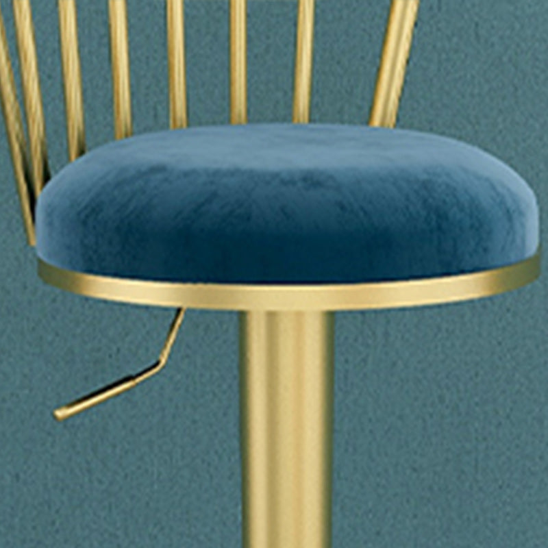 Glam Rotatable Backrest Counter Stool Steel Cafe Bar Stool with Cushion and Pedal