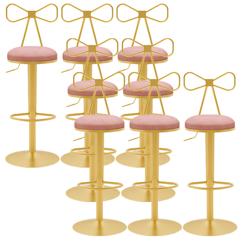 Glam Rotatable Backrest Counter Stool Steel Cafe Bar Stool with Cushion and Pedal