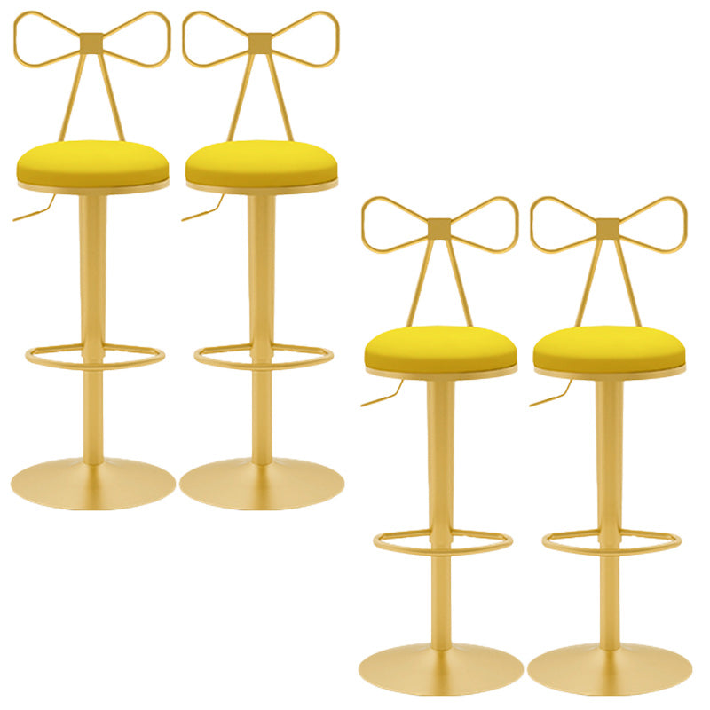 Glam Rotatable Backrest Counter Stool Steel Cafe Bar Stool with Cushion and Pedal