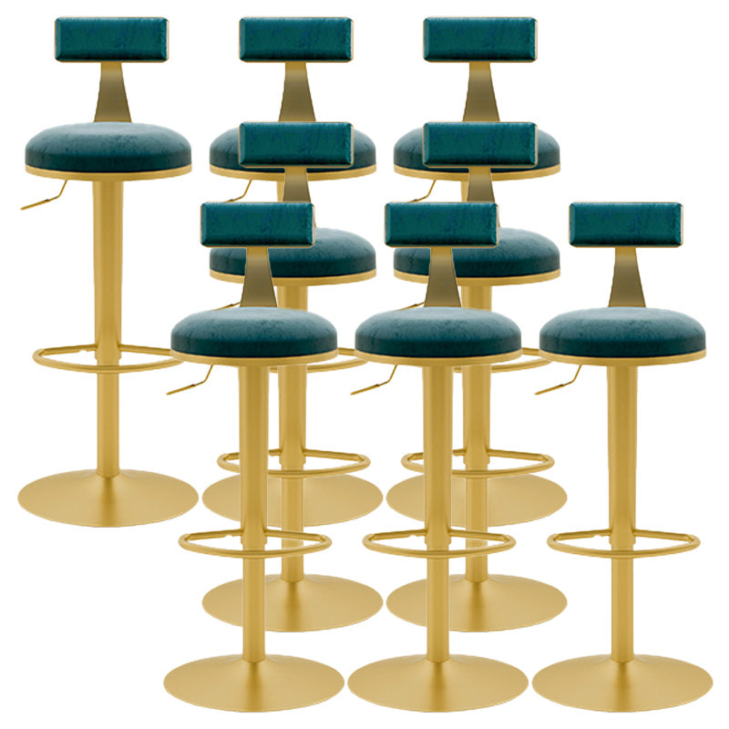 Glam Rotatable Backrest Counter Stool Steel Cafe Bar Stool with Cushion and Pedal