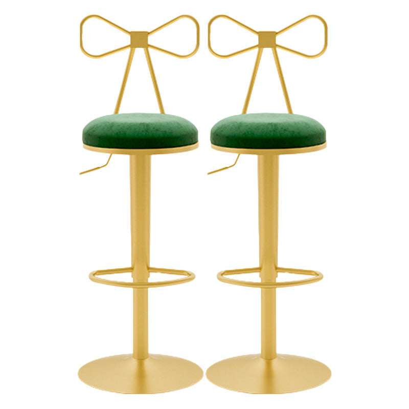 Glam Rotatable Backrest Counter Stool Steel Cafe Bar Stool with Cushion and Pedal