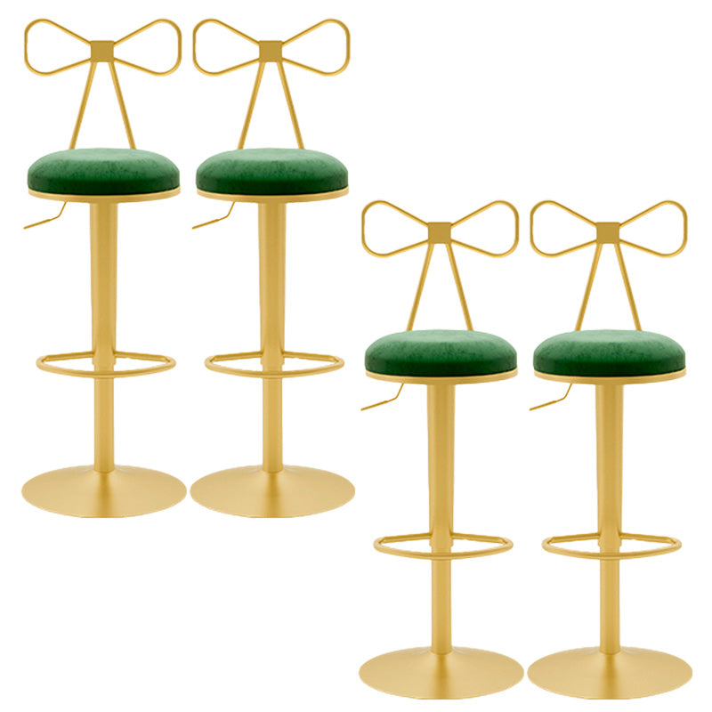 Glam Rotatable Backrest Counter Stool Steel Cafe Bar Stool with Cushion and Pedal