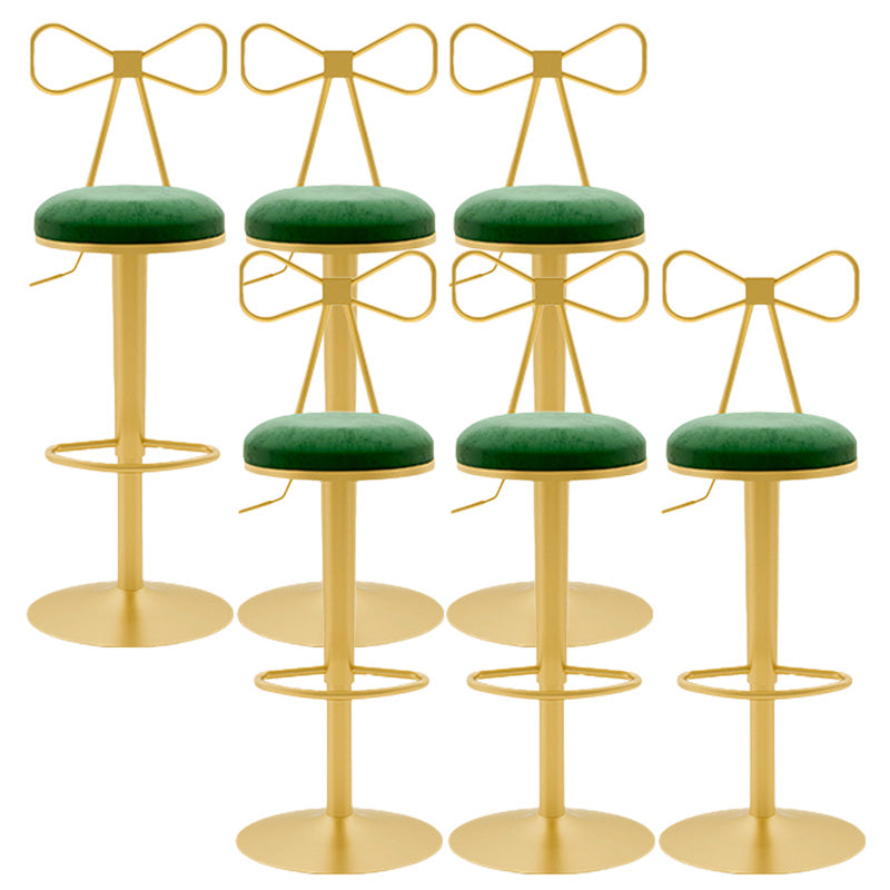 Glam Rotatable Backrest Counter Stool Steel Cafe Bar Stool with Cushion and Pedal