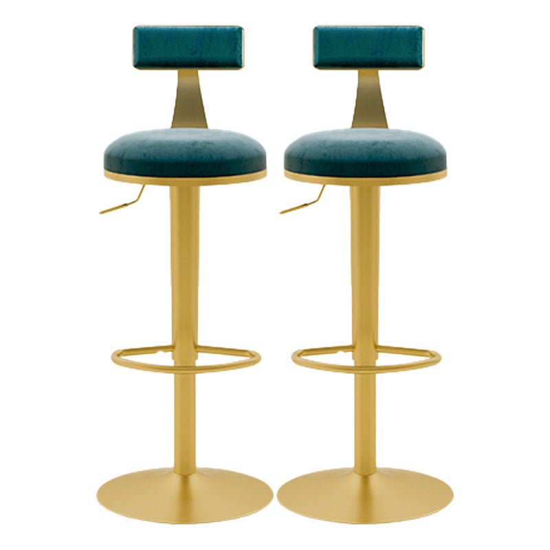 Glam Rotatable Backrest Counter Stool Steel Cafe Bar Stool with Cushion and Pedal