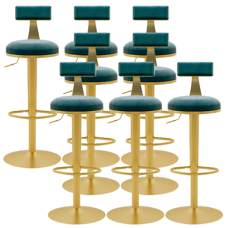 Glam Rotatable Backrest Counter Stool Steel Cafe Bar Stool with Cushion and Pedal