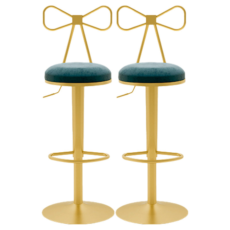 Glam Rotatable Backrest Counter Stool Steel Cafe Bar Stool with Cushion and Pedal