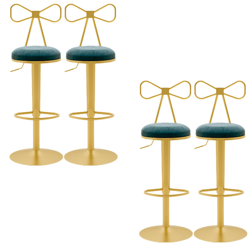 Glam Rotatable Backrest Counter Stool Steel Cafe Bar Stool with Cushion and Pedal