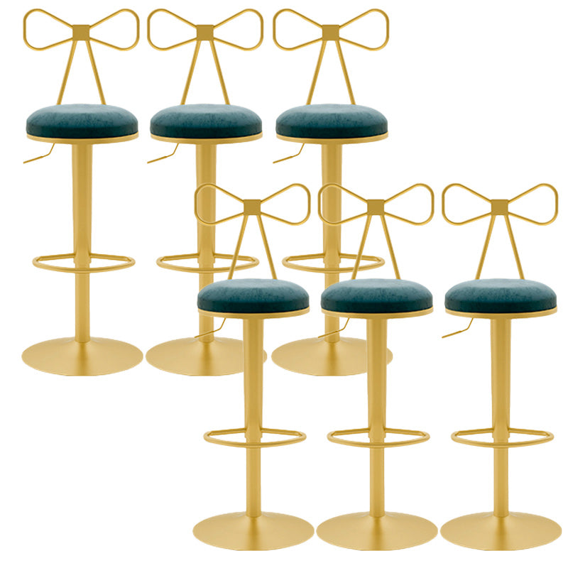 Glam Rotatable Backrest Counter Stool Steel Cafe Bar Stool with Cushion and Pedal