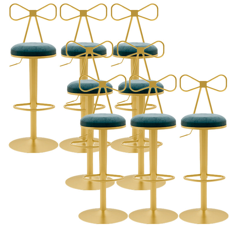 Glam Rotatable Backrest Counter Stool Steel Cafe Bar Stool with Cushion and Pedal