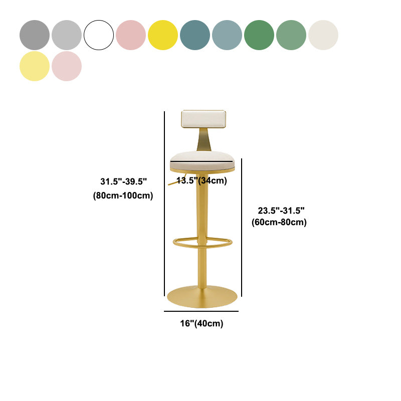 Glam Rotatable Backrest Counter Stool Steel Cafe Bar Stool with Cushion and Pedal