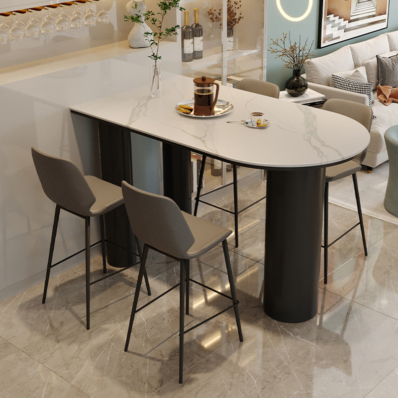 Scandinavian Bucket Counter & Bar Stool Footrest Leather Indoor Counter Stool