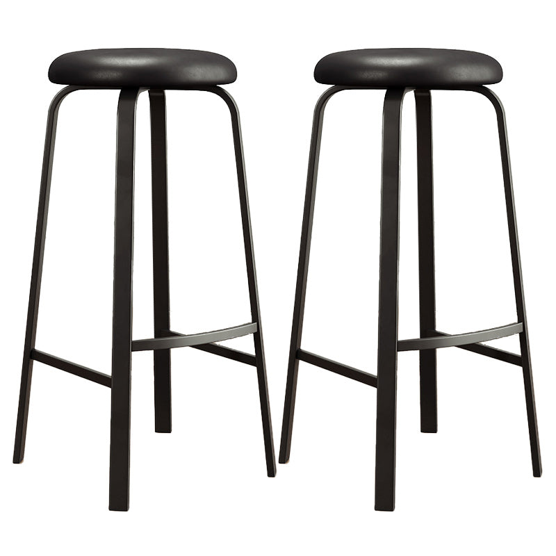 Modern Armless Stackable Counter Stool Iron Cafe Bar Stool with Cushion and Pedal