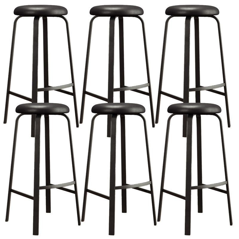 Modern Armless Stackable Counter Stool Iron Cafe Bar Stool with Cushion and Pedal