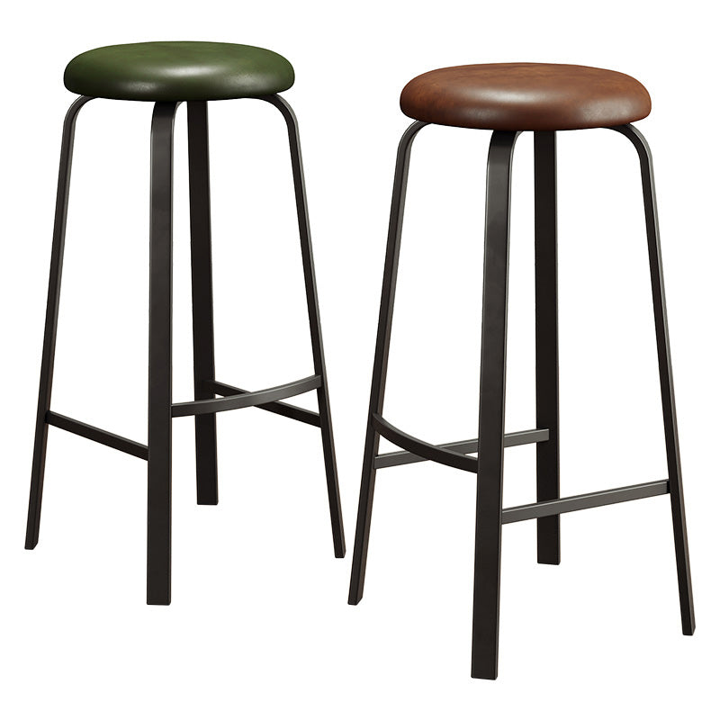 Modern Armless Stackable Counter Stool Iron Cafe Bar Stool with Cushion and Pedal