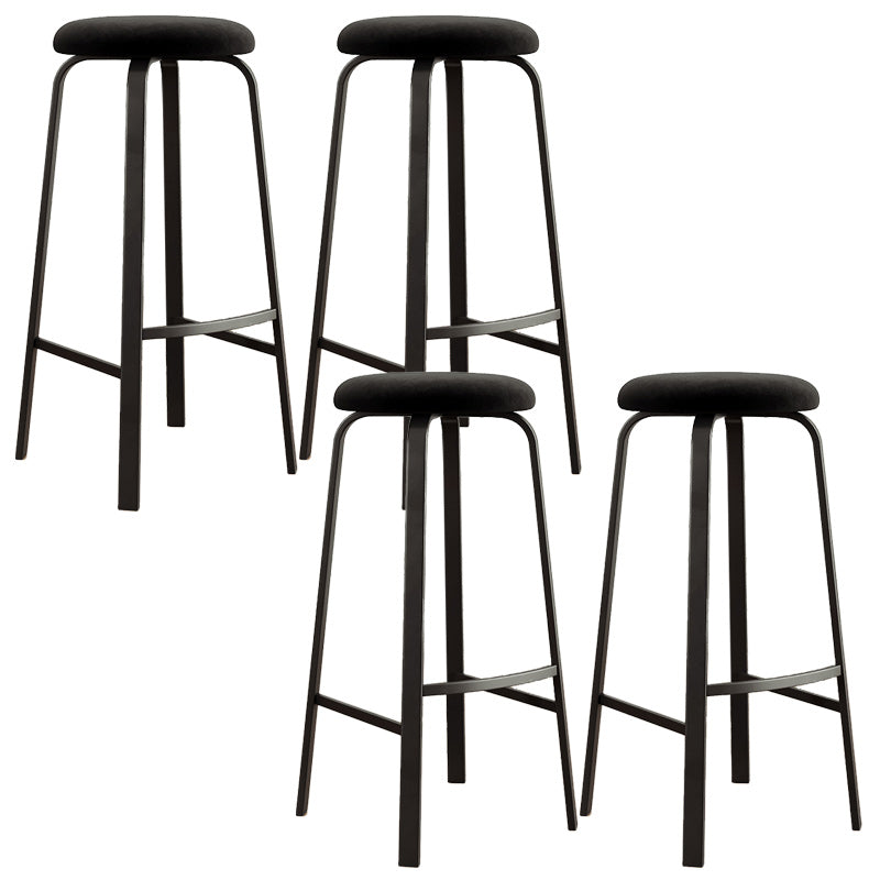 Modern Armless Stackable Counter Stool Iron Cafe Bar Stool with Cushion and Pedal