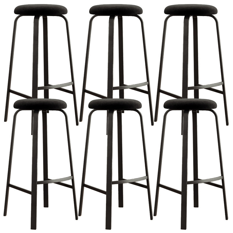 Modern Armless Stackable Counter Stool Iron Cafe Bar Stool with Cushion and Pedal
