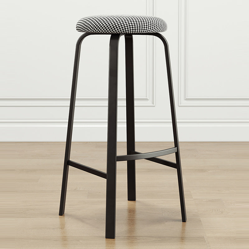 Modern Armless Stackable Counter Stool Iron Cafe Bar Stool with Cushion and Pedal