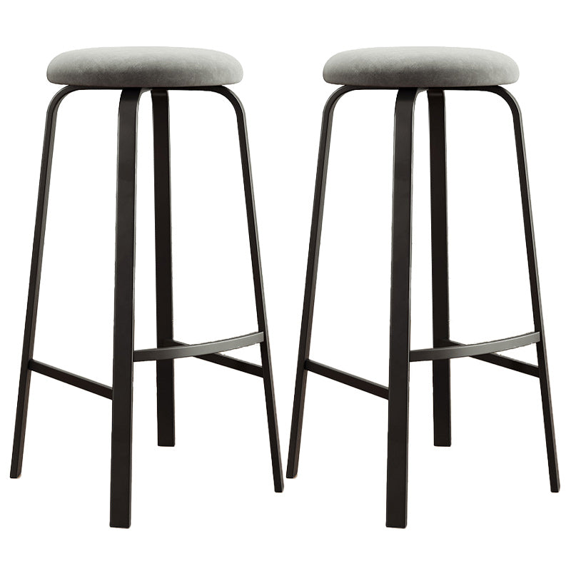Modern Armless Stackable Counter Stool Iron Cafe Bar Stool with Cushion and Pedal