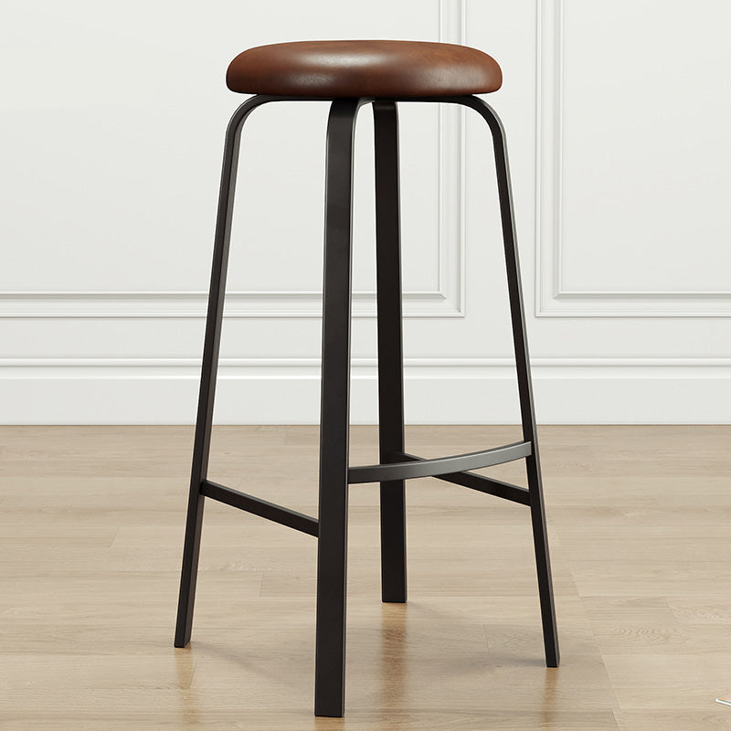 Modern Armless Stackable Counter Stool Iron Cafe Bar Stool with Cushion and Pedal