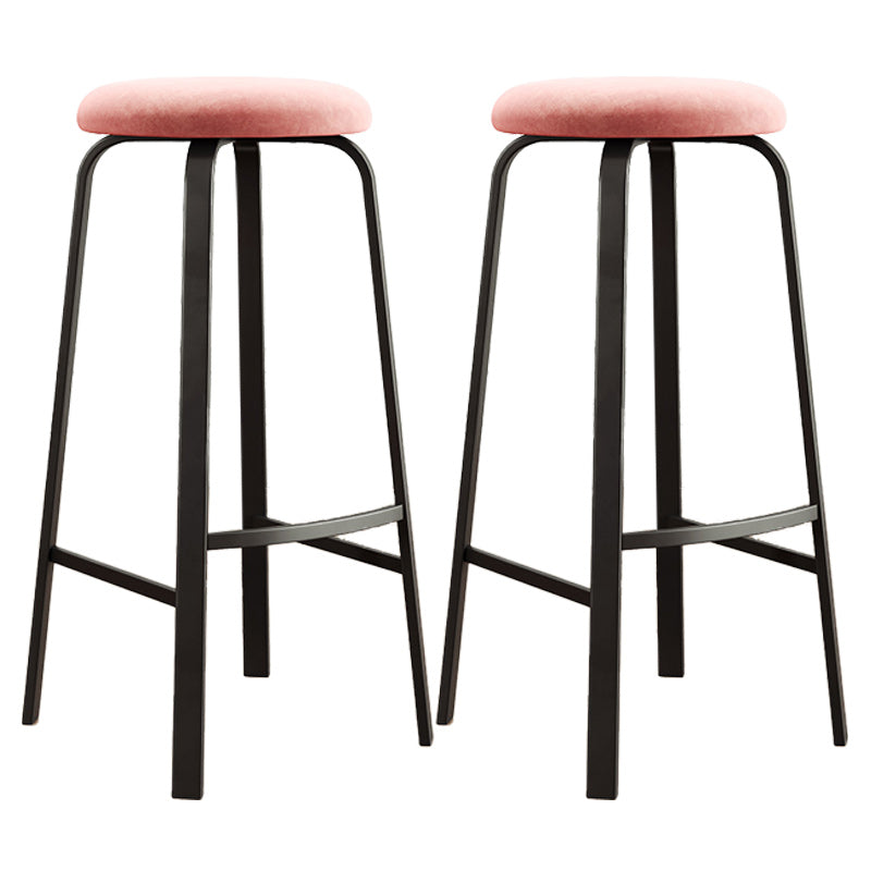 Modern Armless Stackable Counter Stool Iron Cafe Bar Stool with Cushion and Pedal