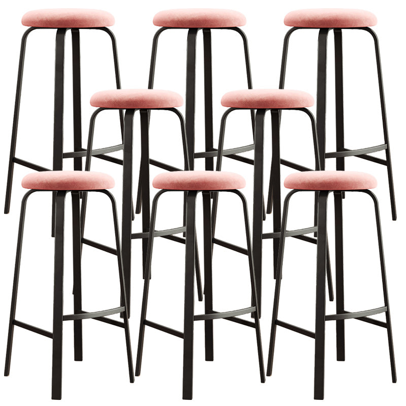 Modern Armless Stackable Counter Stool Iron Cafe Bar Stool with Cushion and Pedal