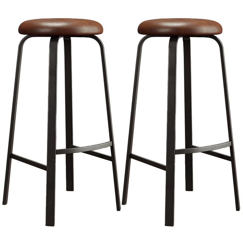 Modern Armless Stackable Counter Stool Iron Cafe Bar Stool with Cushion and Pedal