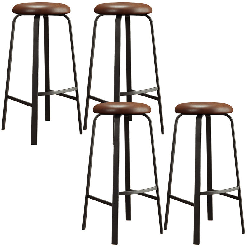 Modern Armless Stackable Counter Stool Iron Cafe Bar Stool with Cushion and Pedal