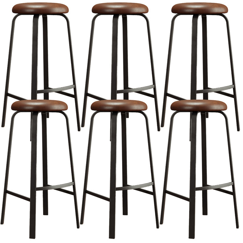 Modern Armless Stackable Counter Stool Iron Cafe Bar Stool with Cushion and Pedal