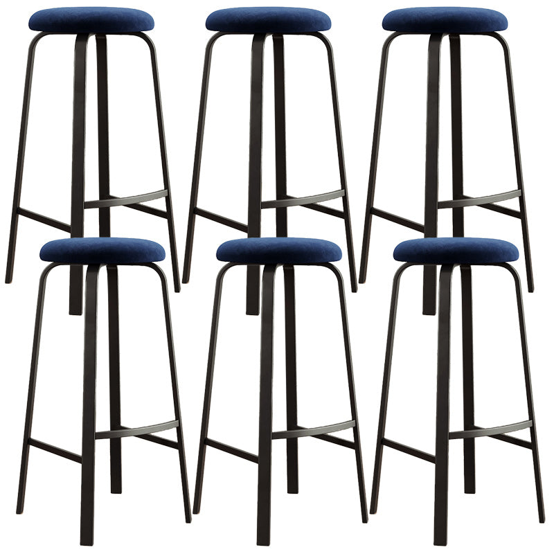 Modern Armless Stackable Counter Stool Iron Cafe Bar Stool with Cushion and Pedal