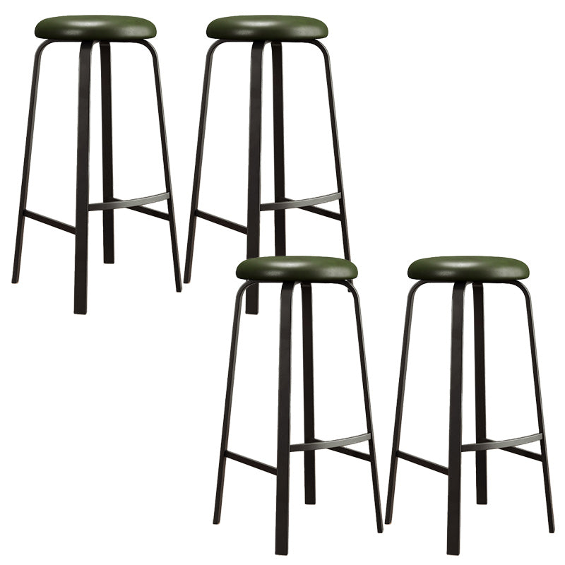 Modern Armless Stackable Counter Stool Iron Cafe Bar Stool with Cushion and Pedal