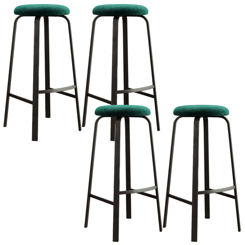 Modern Armless Stackable Counter Stool Iron Cafe Bar Stool with Cushion and Pedal