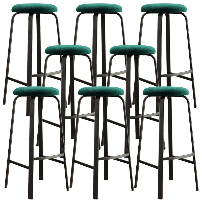 Modern Armless Stackable Counter Stool Iron Cafe Bar Stool with Cushion and Pedal