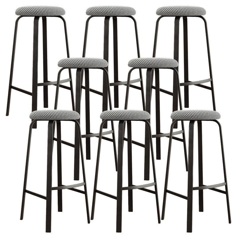 Modern Armless Stackable Counter Stool Iron Cafe Bar Stool with Cushion and Pedal