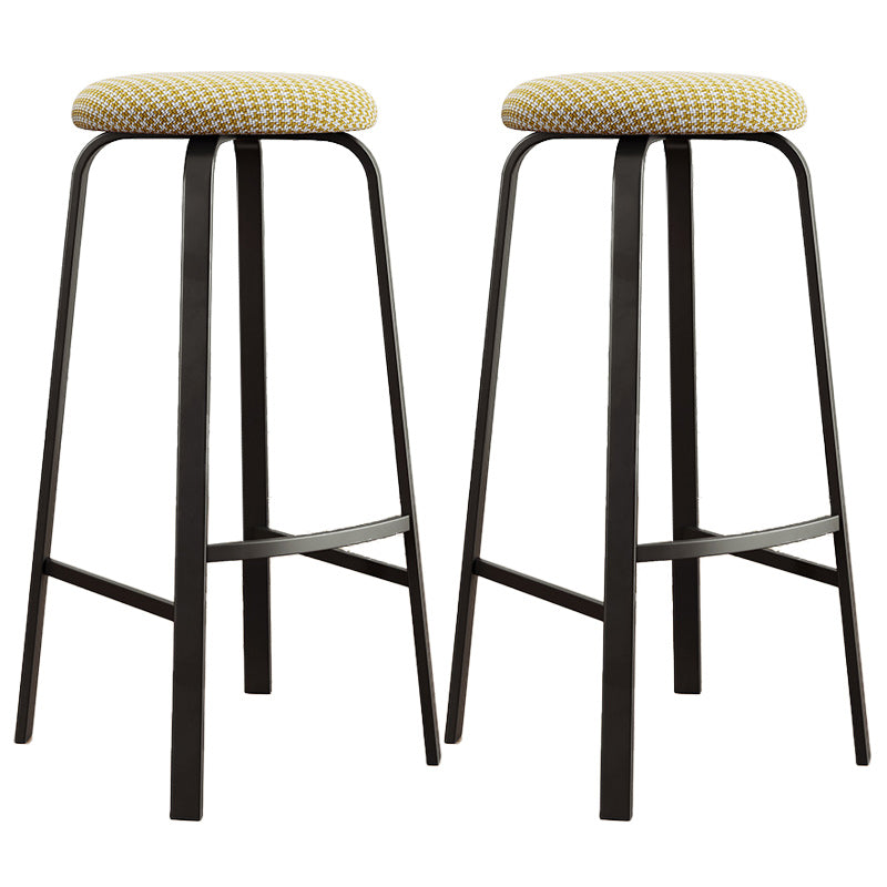 Modern Armless Stackable Counter Stool Iron Cafe Bar Stool with Cushion and Pedal