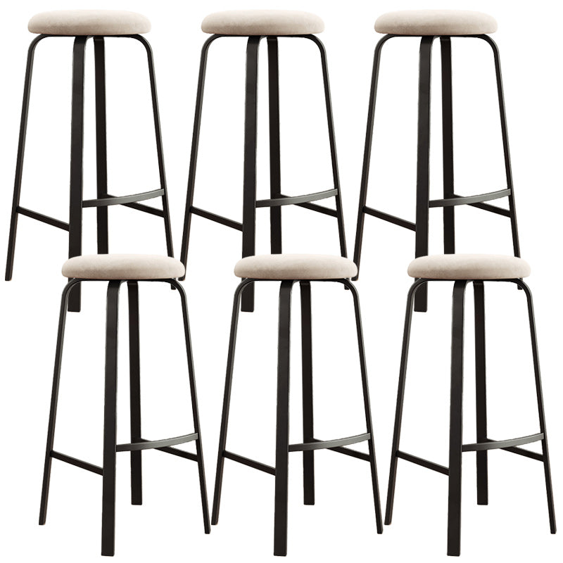 Modern Armless Stackable Counter Stool Iron Cafe Bar Stool with Cushion and Pedal
