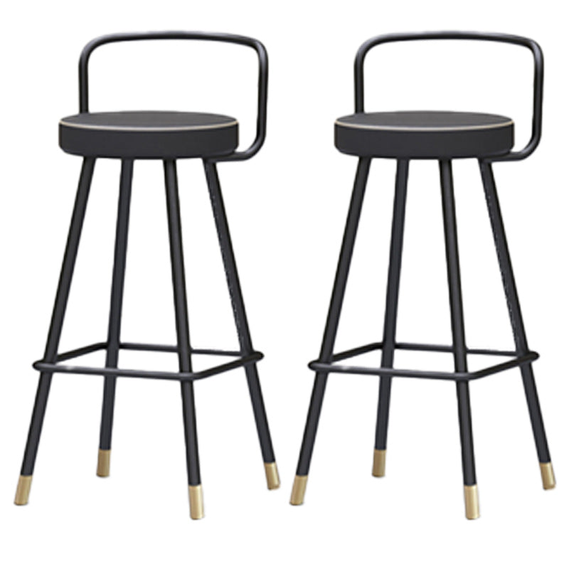 Nordic Backrest Armless Counter Stool Iron Kitchen Bar Stool with Pedal and Cushion
