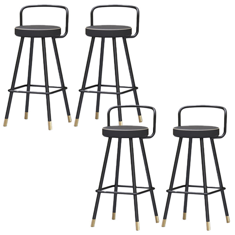 Nordic Backrest Armless Counter Stool Iron Kitchen Bar Stool with Pedal and Cushion