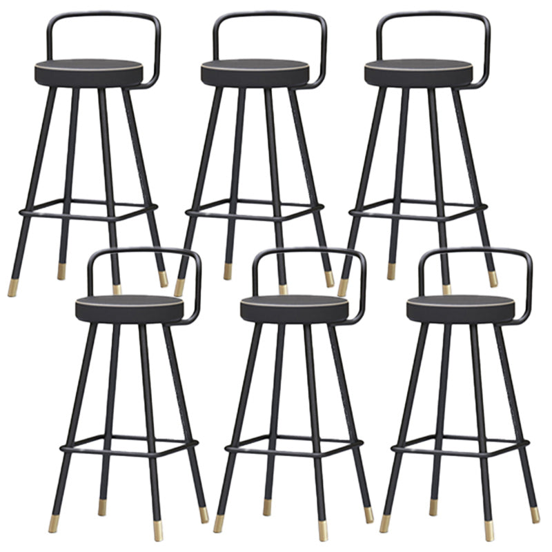 Nordic Backrest Armless Counter Stool Iron Kitchen Bar Stool with Pedal and Cushion