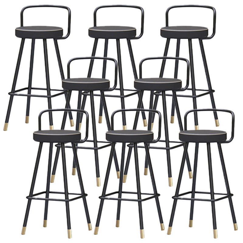 Nordic Backrest Armless Counter Stool Iron Kitchen Bar Stool with Pedal and Cushion