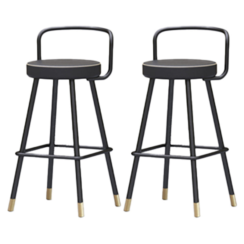 Nordic Backrest Armless Counter Stool Iron Kitchen Bar Stool with Pedal and Cushion